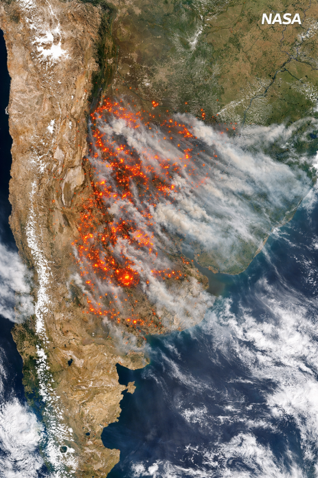 Active Wildfire in Patagonia, Argentina