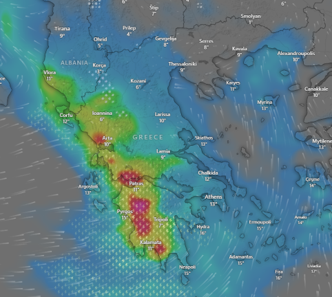 Heavy Rainfall and Flooding Risk – Western & Southern Greece