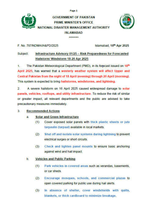 NDMA Infrastructure Advisory