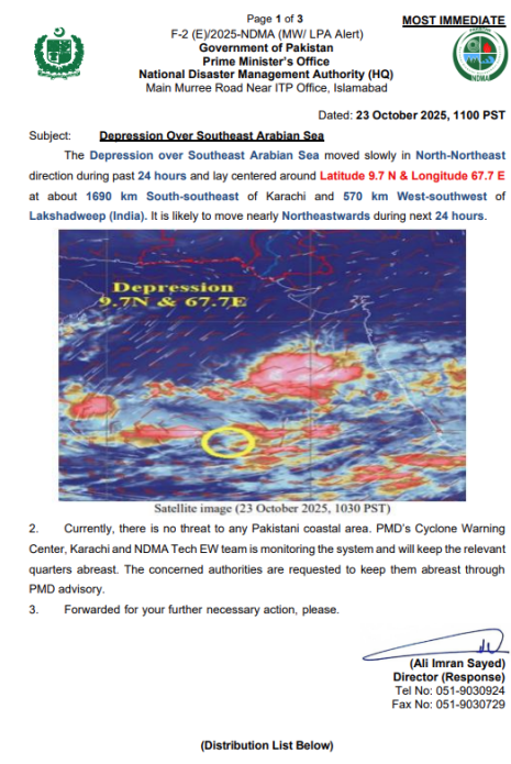 Depression Over Southeast Arabian Sea