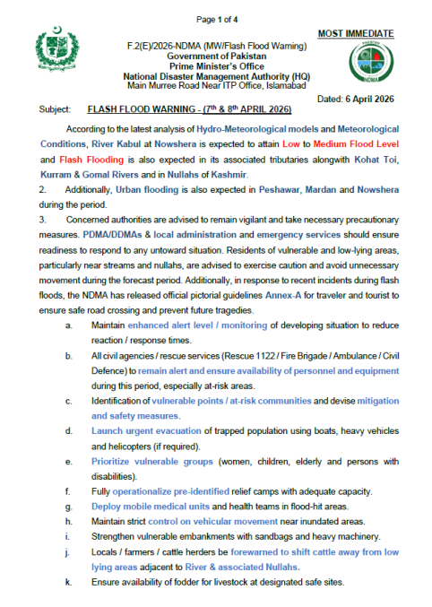 FLASH FLOOD WARNING - (7th & 8th April 2026)