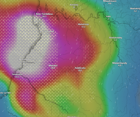Extreme thunderstorms and rainfall in Madagascar