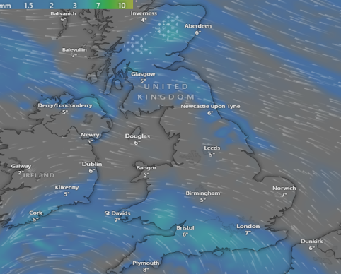 Rainfalls in United Kingdom